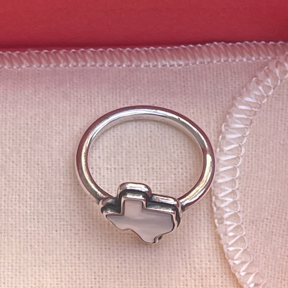 James Avery Silver Texas State gemstone Ring white doublet - Picture 5 of 9